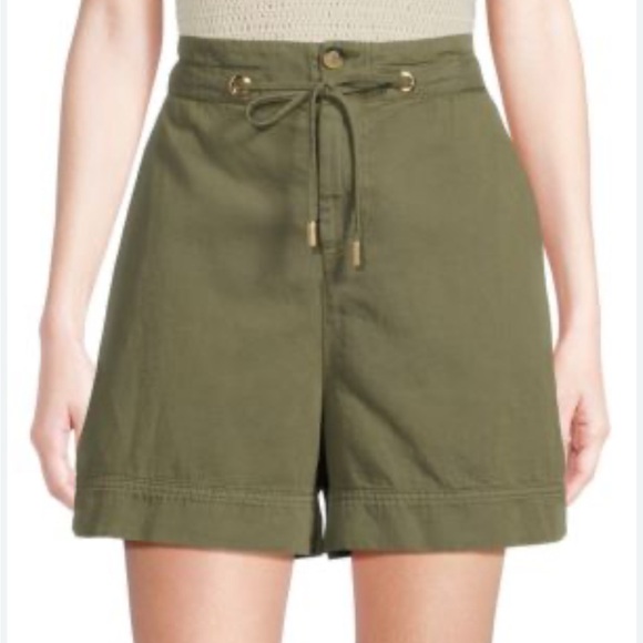 Ba&Sh -Women's Dasy Linen cotton Blend flat front short olive Green Pants S / 36
